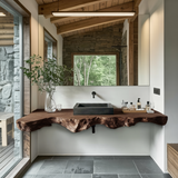 Live Edge Solid Wood Vanity For Rustic Bathroom