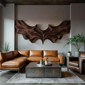 Contemporary Sculptural Wood Bat Wall Art For Living Room