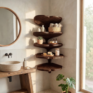 Mid Century Leaf Shape Corner Shelf Kitchen Wall Organizer