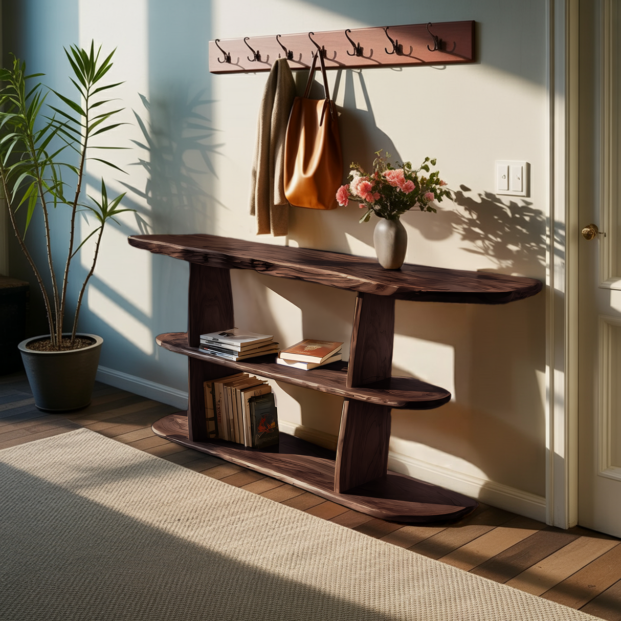 Mid Century Live Edge Console Table For Contemporary Decor