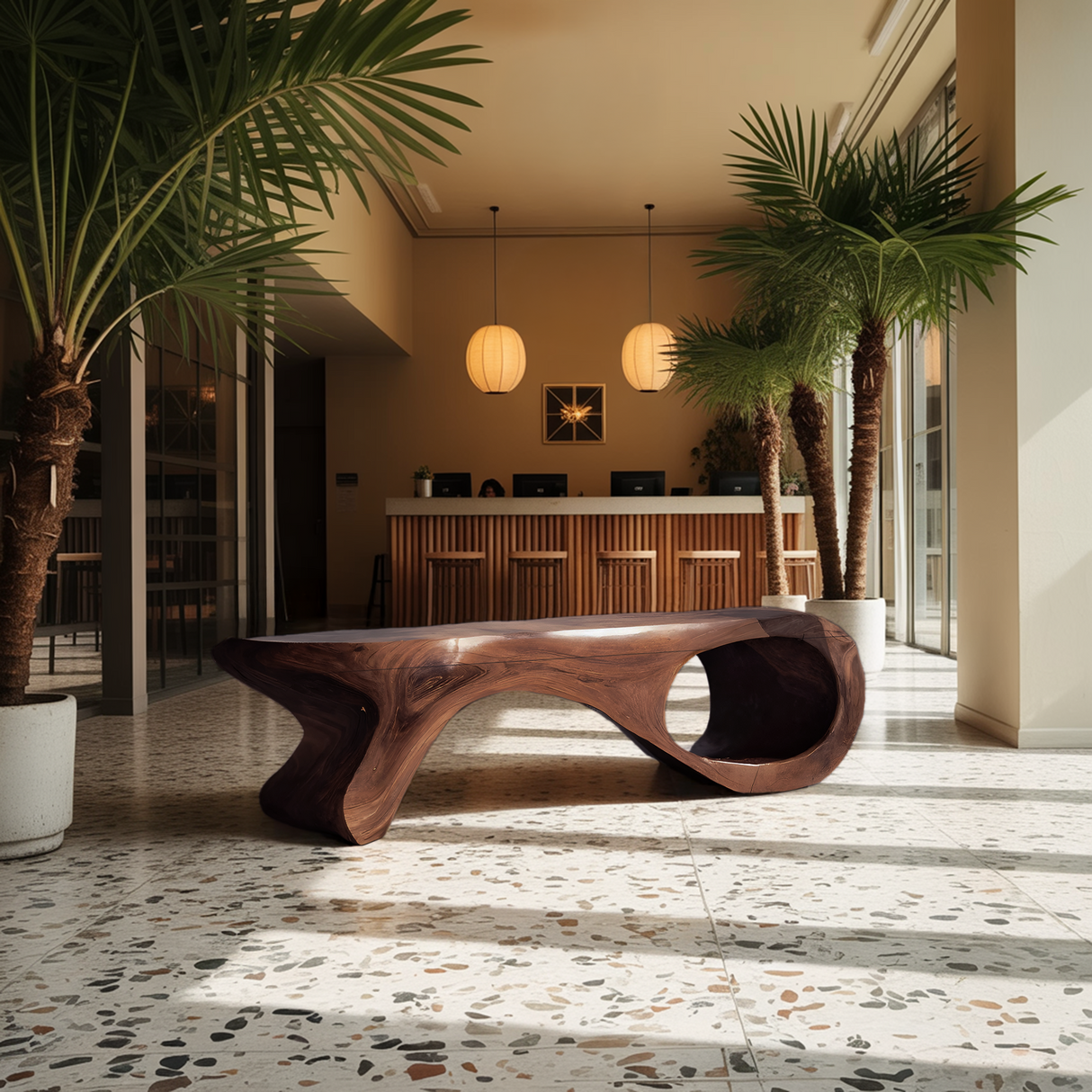 Artistic Sculptural Organic Bench For Entryway Decor