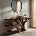 Farmhouse Wooden Live Edge Bathroom Vanity For Rustic Bathroom Design