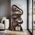 Modern Sculptural Bookshelf With Flowing Shelves For Home Library And Living Room