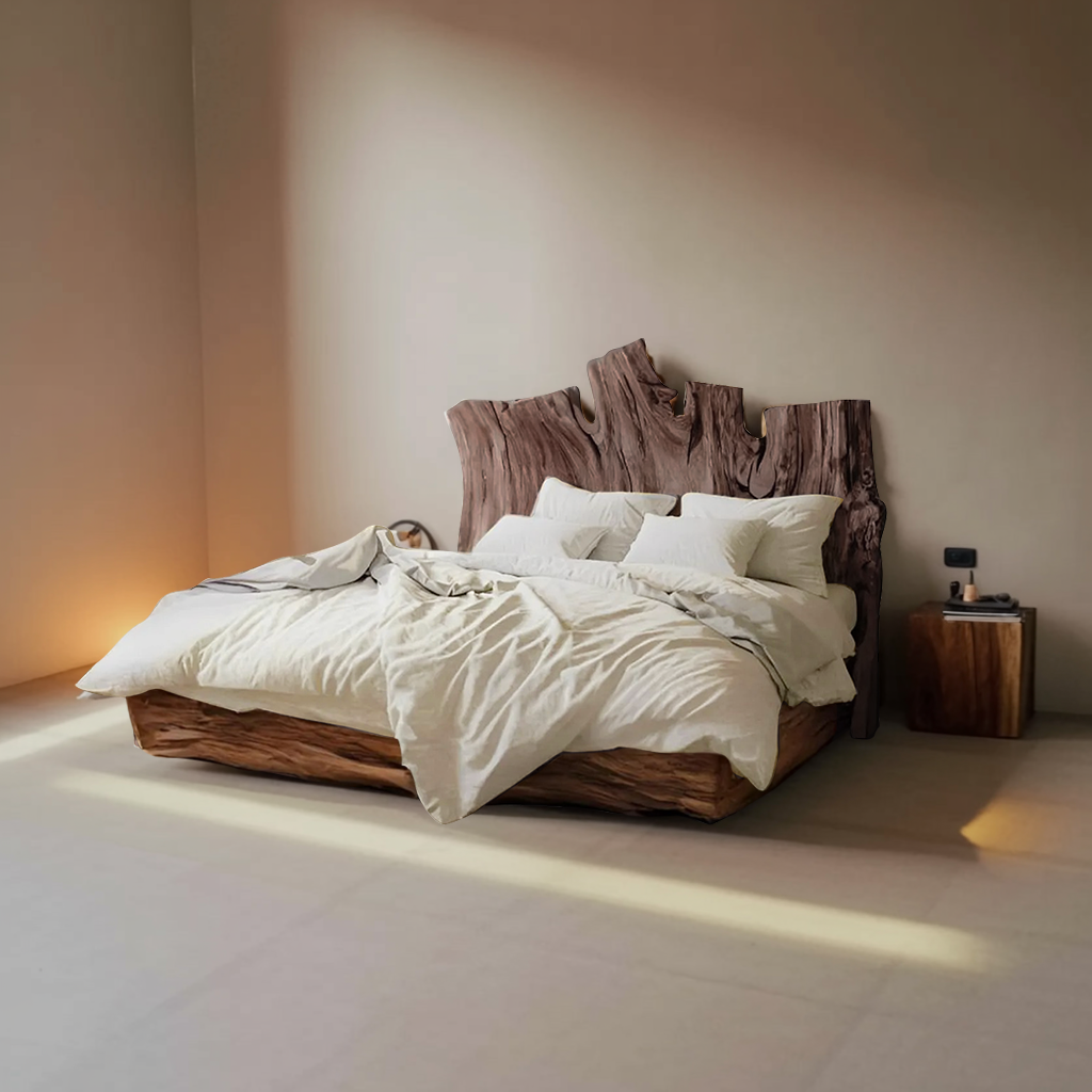 Rustic Live Edge Headboard For King Or Queen Bed