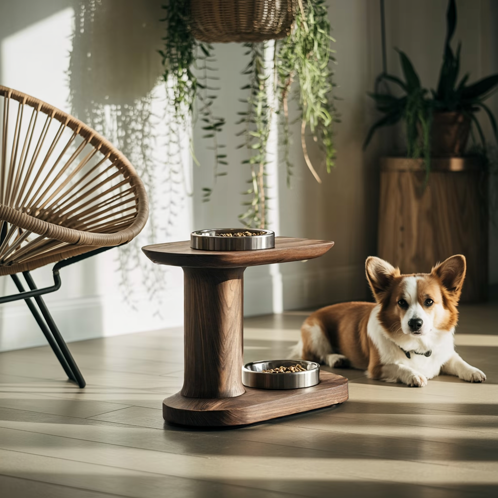 Rustic Handmade Dog Bowl Stand For Food And Water