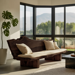 Organic Wood Sofa With Natural Edge Design For Home Decoration
