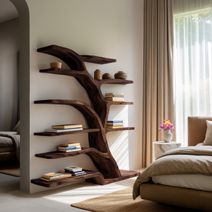 Modern Bookshelf Flowing Curved Design For Living Decor