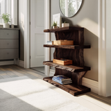 Modern Wooden Live Edge Standing Shelf For Entryway Storage Decor