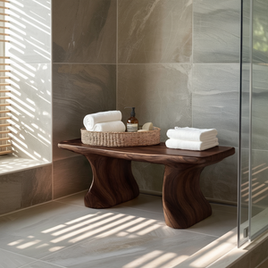 Modern Organic Curved Bath Bench For Bathroom