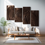 Carved Wall Art Panel With Abstract Wave Design For Hallway