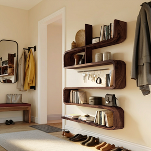 Modern Natural Wood Display Shelf For Living Room Wall Decor