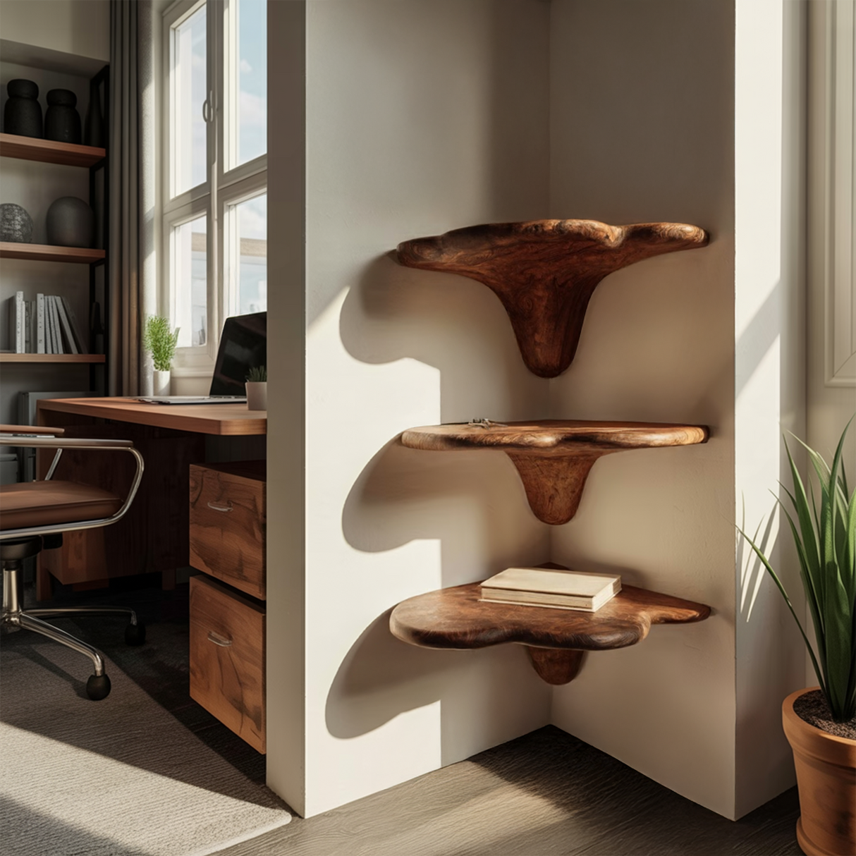 Farmhouse Solid Wood Mushroom Shelf For Living Room Furniture Design