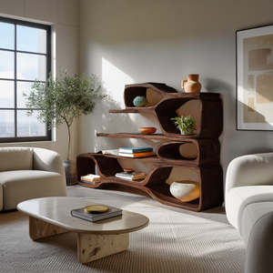 Curved Sculptural Bookshelf For Home Decor