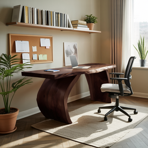 Handcrafted Wooden Live Edge Desk For Professional Office