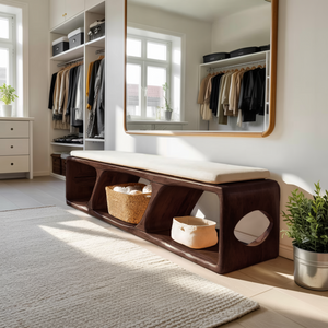 Mid Century Wood Bench For Warm Interior Spaces