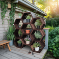 Geometric Honeycomb Plant Shelf Modular Wall Unit For Garden And Patio