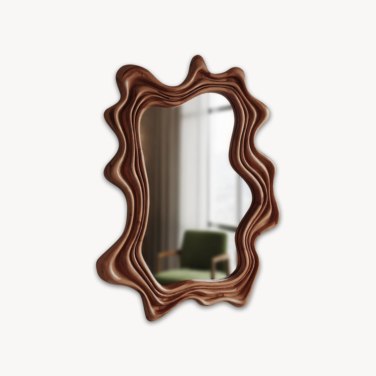 Layered Wavy Wall Mirror Sculptural Frame For Bedroom And Living Room