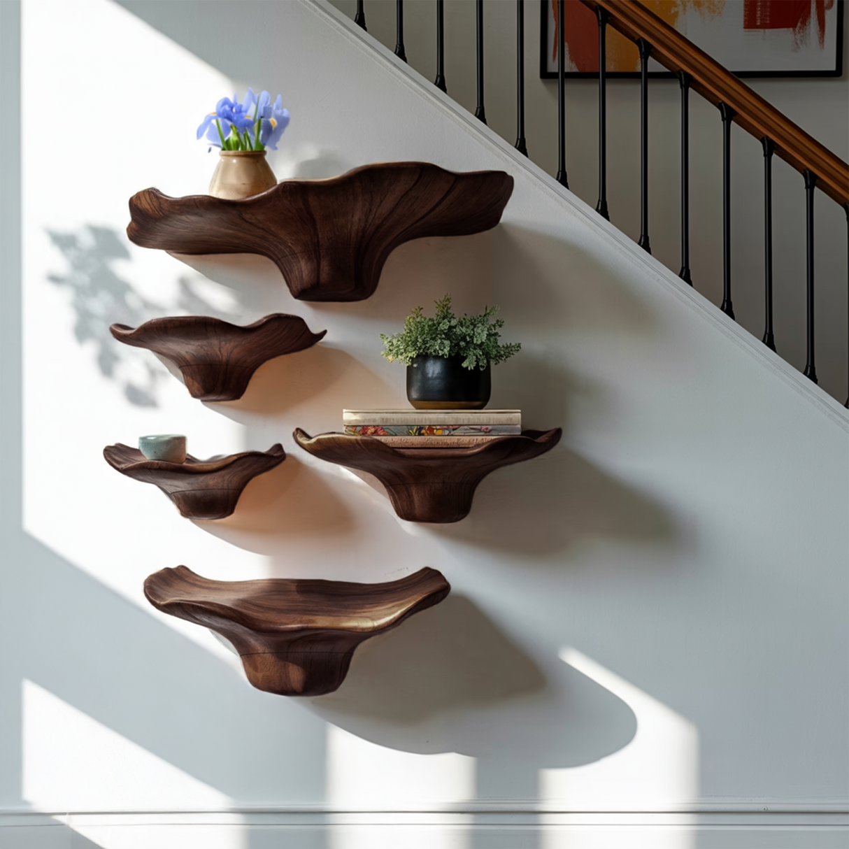 Farmhouse Solid Wood Mushroom Shelf For Bedroom Interior Styling