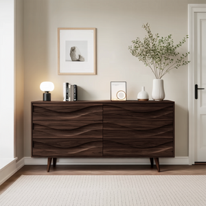 Modern Carved Wave Front Sideboard For Entryway Living Room
