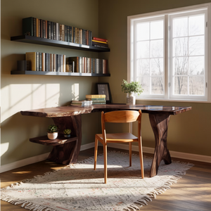 Mid Century Wooden Work Desk For Home Office Interior Design