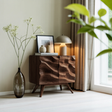 Hand Carved Wave Cabinet For Living Room Or Entryway