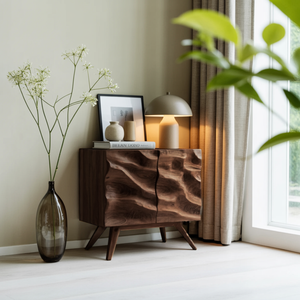 Hand Carved Wave Cabinet For Living Room Or Entryway