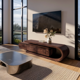 Contemporary Curved Wooden TV Console For Living Room