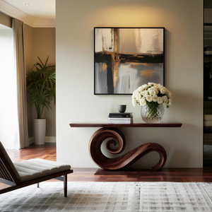 Modern Solid Wood Console Table Organic Live Edge For Entryway Design