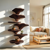 Handcrafted Solid Wood Mushroom Shelf For Organic Furniture Decor