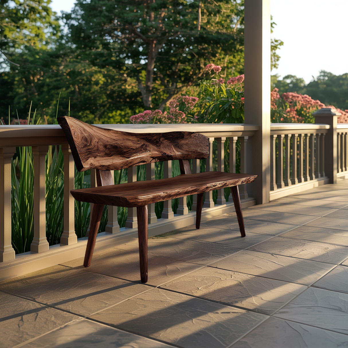 Minimal Outdoor Wooden Bench For Green Garden