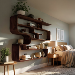 Rustic Live Edge Shelving Unit For Living Room Storage Display