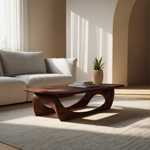 Minimal Coffee Table Smooth Curved Base For Living Room