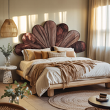Boho Flower Petal Headboard Bed For Queen And King Bedroom
