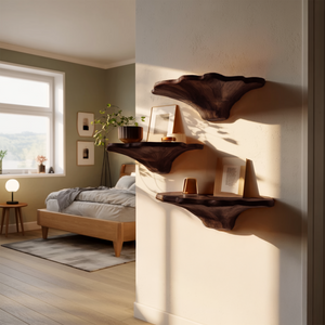 Farmhouse Wooden Mushroom Shelf For Natural Bedroom Decor Style