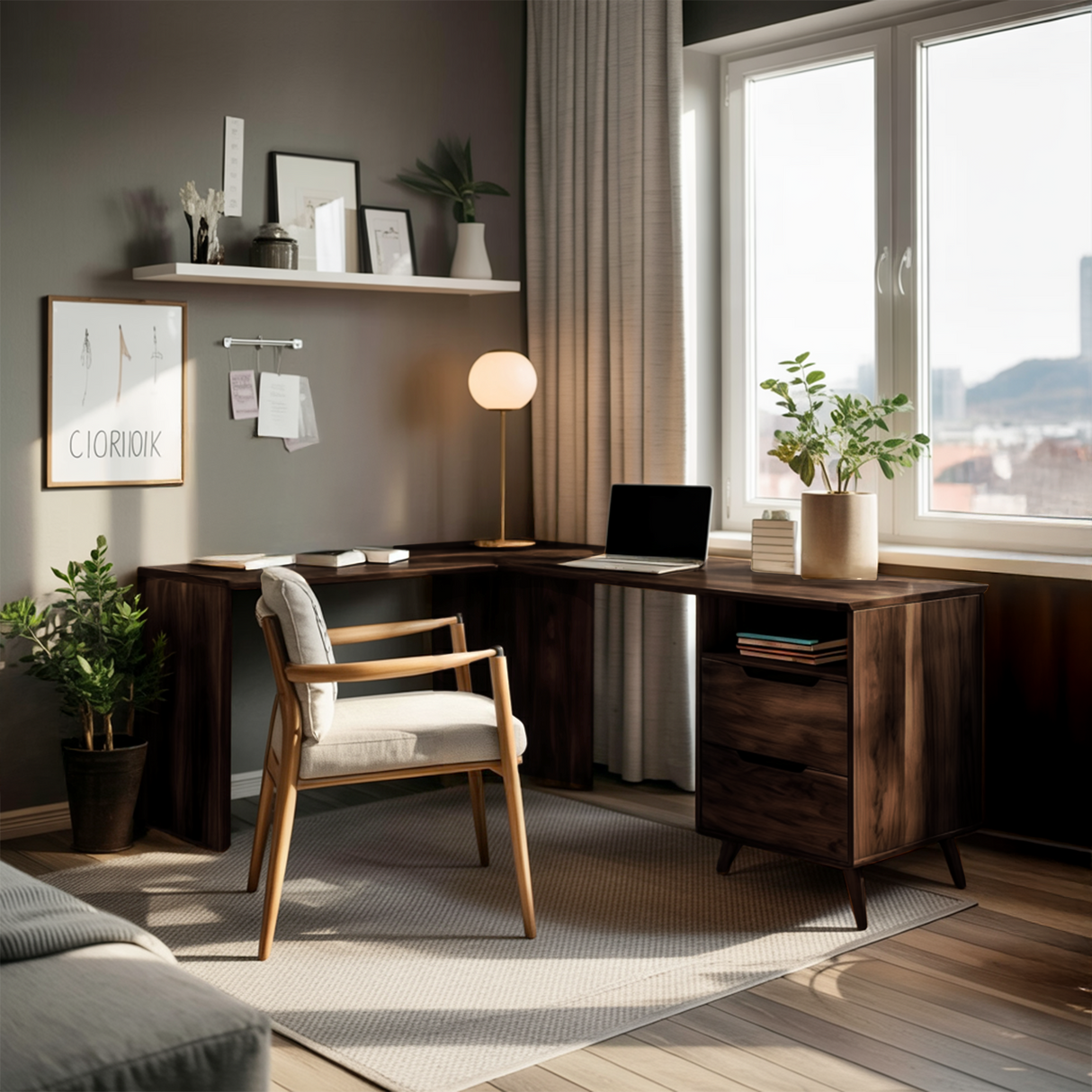 Elegant L Shaped Desk Corner For Home Office