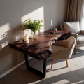 Mid Century Wooden Live Edge Desk For Living Room Decor