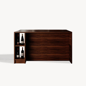 Contemporary Warm Wood Bar Table With Storage For Kitchen Or Breakfast Nook