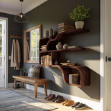 Farmhouse Rustic Wooden Wall Storage Shelf For Bathroom Organizer