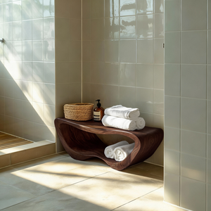 Minimalist Organic Shower Bench For Bathroom Or Spa