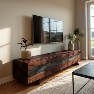 Mid Century Solid Wood Entertainment Stand For Decor