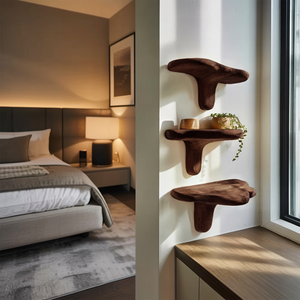 Handcrafted Wooden Mushroom Shelf For Modern Entryway Design