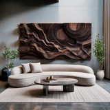 Layered Wave Wall Sculpture With Abstract Circles For Living Room
