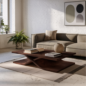 Modern Coffee Table Curved Layered Design For Living Room