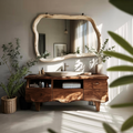 Farmhouse Wooden Vanity For Bathroom Interior Design
