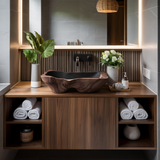 Mid Century Rustic Wooden Vessel Sink For Bathroom Ideas