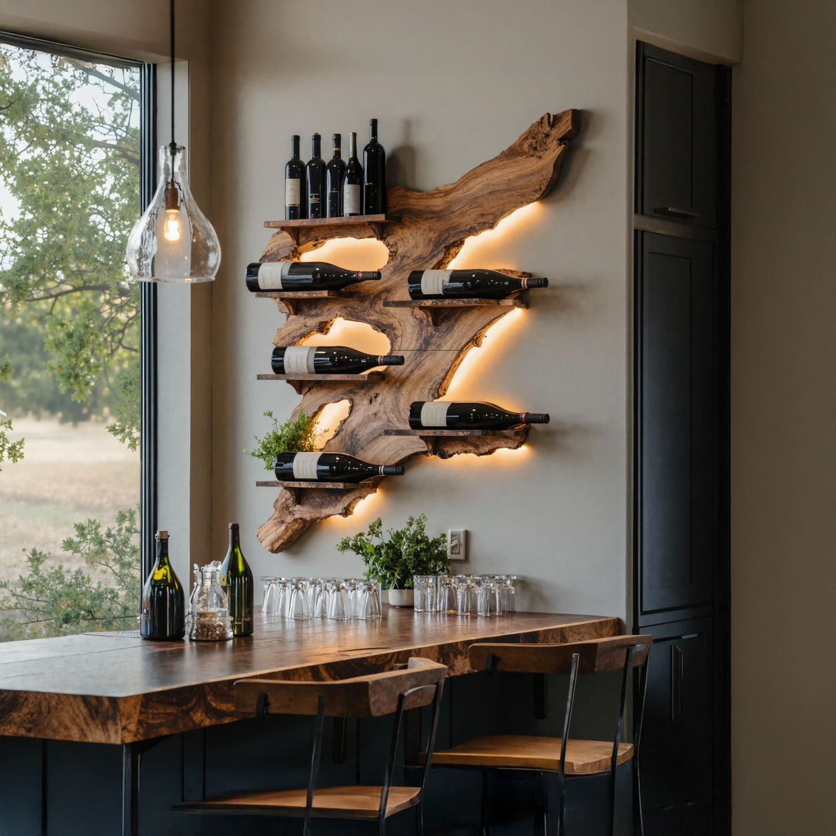 Rustic Wine Rack For Furniture Home Bar Wall Design