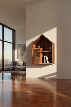 Handcrafted Wooden Wall Shelf For Living Room Decor