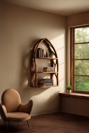 Modern Arch Wooden Wall Shelf for Bedroom Styling