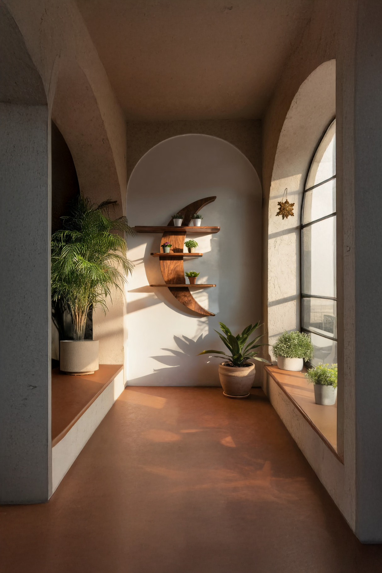 Mid Century Moon Wall Shelf For Cozy Corner Decor