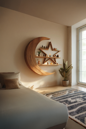 Modern Celestial Wall Shelf For Living Room Accent